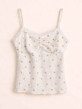 Good Days Project Delicate White Floral Lace-Trim Cami Tank (188)